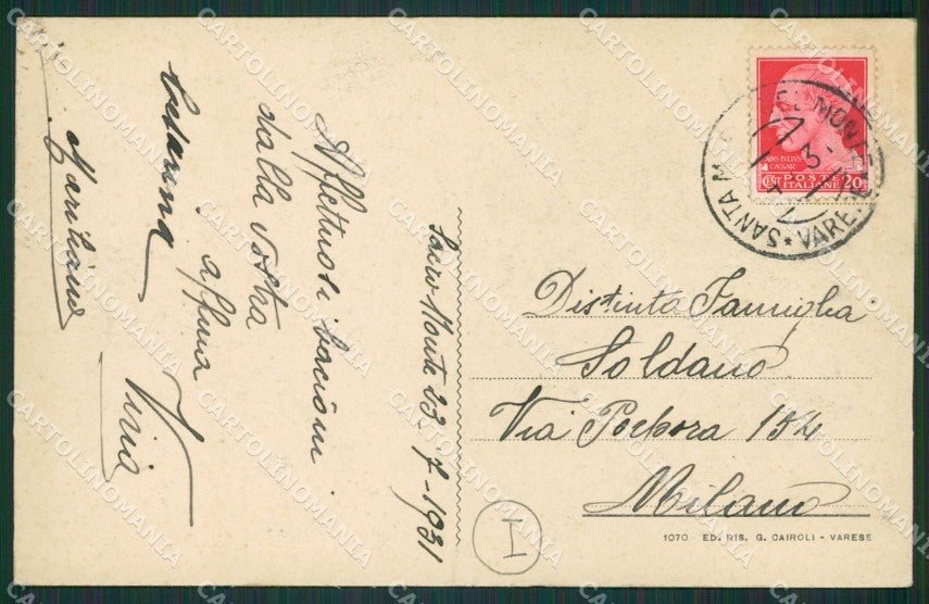 Varese Sacro Monte STRAPPINO cartolina QK8358 – retro