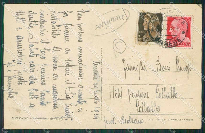 Varese Arcisate PIEGHINE cartolina QK8583 – retro