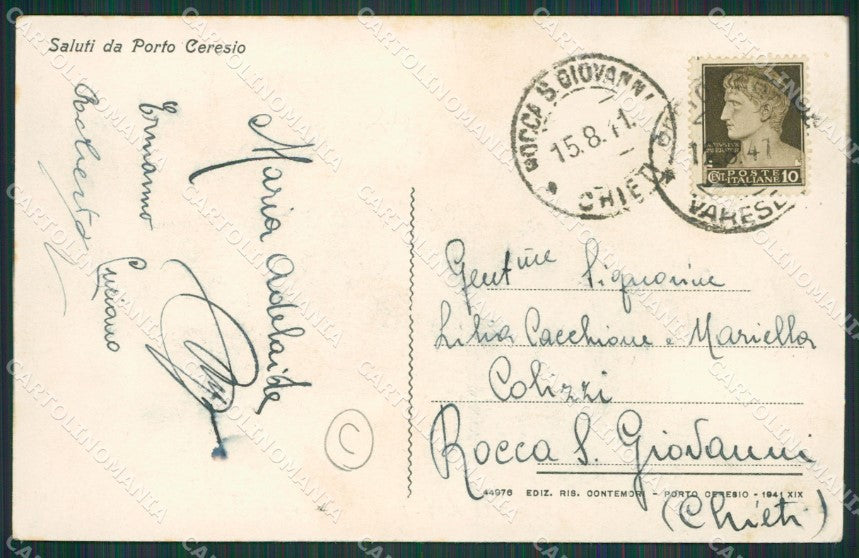 Varese Porto Ceresio PIEGA cartolina QK8707 – retro