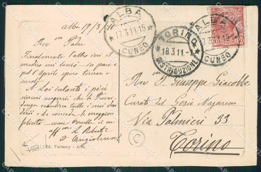 Cuneo Alba cartolina QK8810 – retro
