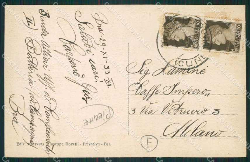 Cuneo Bra Caserma Militari PIEGHE cartolina QK8915 – retro