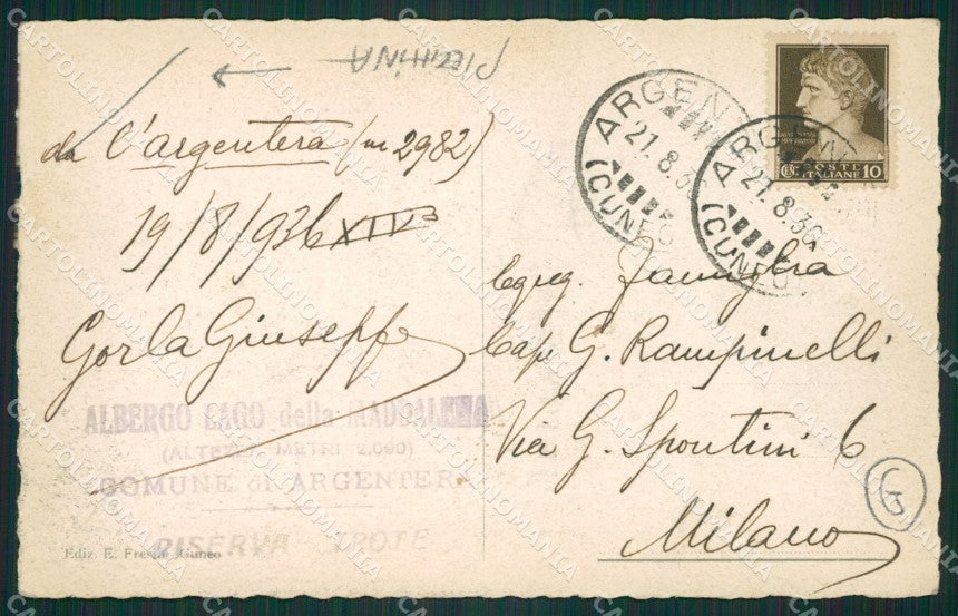 Cuneo Argentera Colle della Maddalena cartolina QK8973 – retro