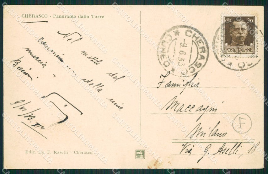 Cuneo Cherasco cartolina QK8991 – retro