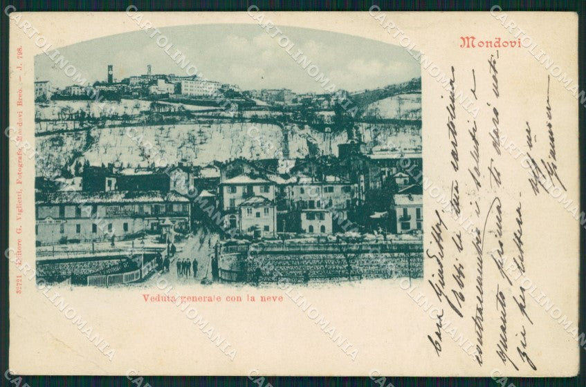 Cuneo Mondovì Nevicata PIEGA cartolina QK9061 – fronte
