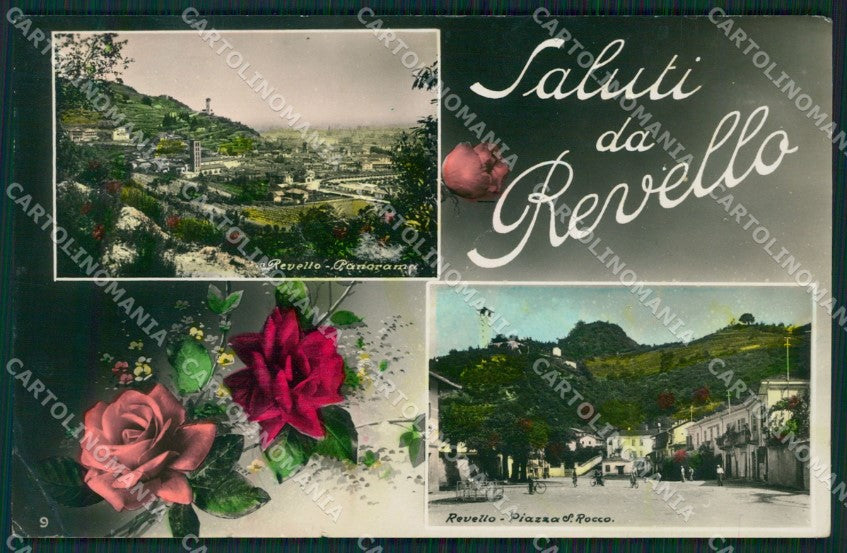 Cuneo Revello Saluti da foto cartolina QK9131 – fronte