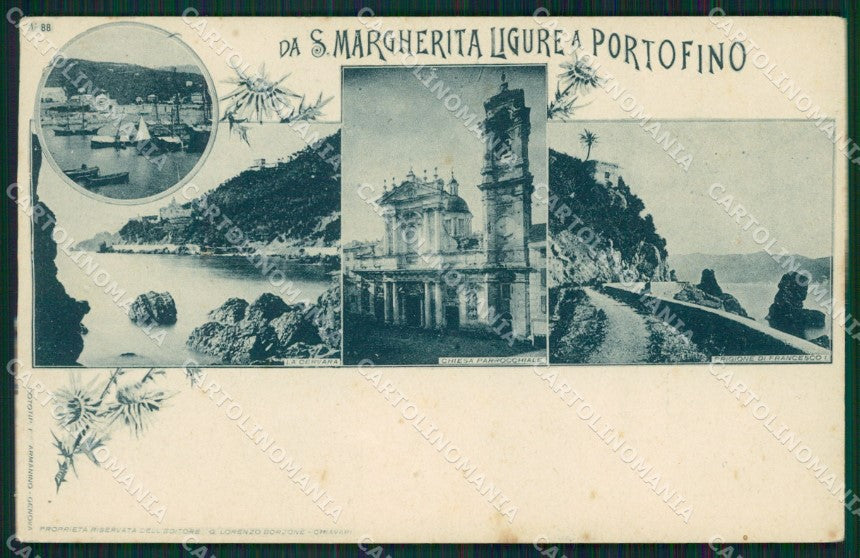Genova Santa Margherita Ligure Portofino cartolina QK9365 – fronte