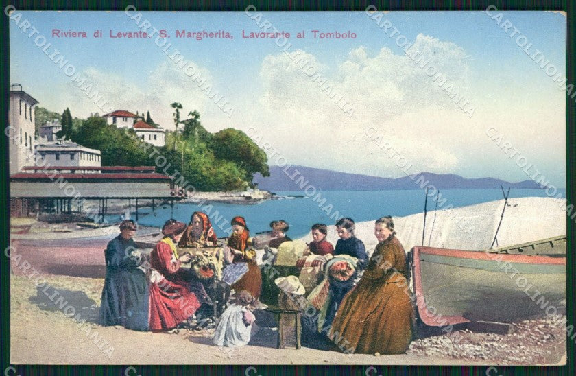 Genova Santa Margherita Ligure Tombolo Pizzo Ricamo cartolina QK9377 – fronte