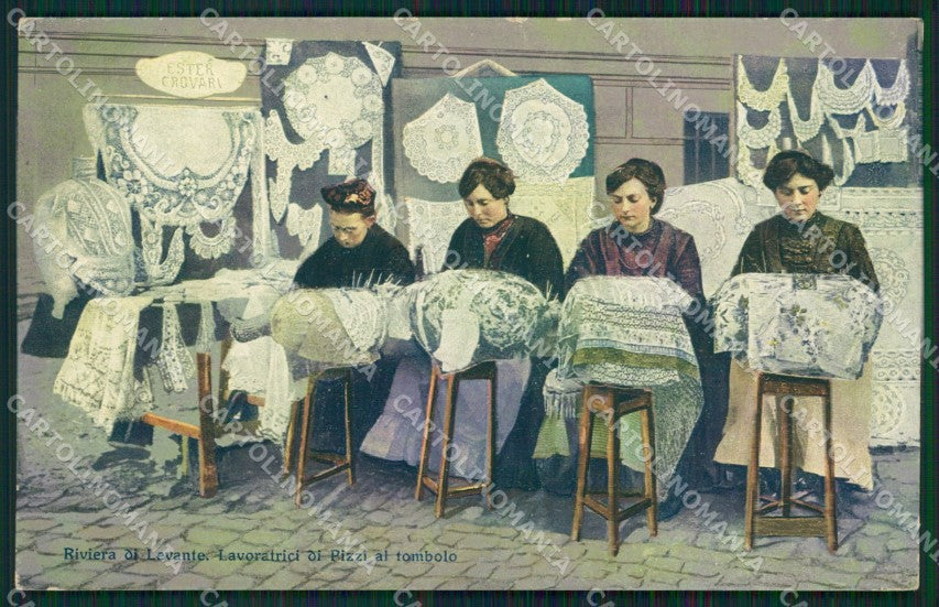 Genova Santa Margherita Ligure Tombolo Pizzo Ricamo cartolina QK9385 – fronte