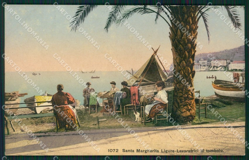 Genova Santa Margherita Ligure Tombolo Pizzo Ricamo cartolina QK9388 – fronte