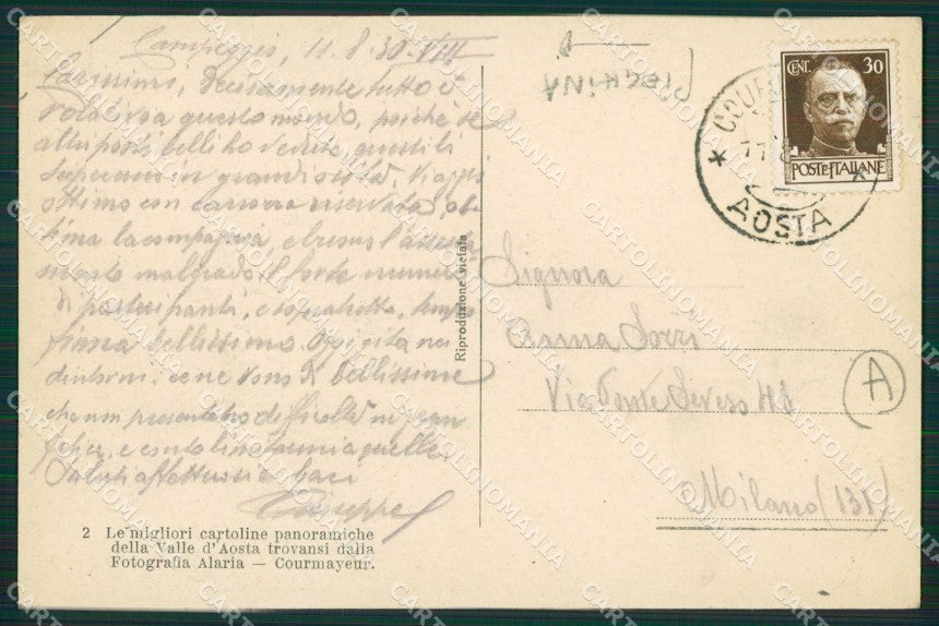Aosta Courmayeur PIEGHINA cartolina QK9432 – retro