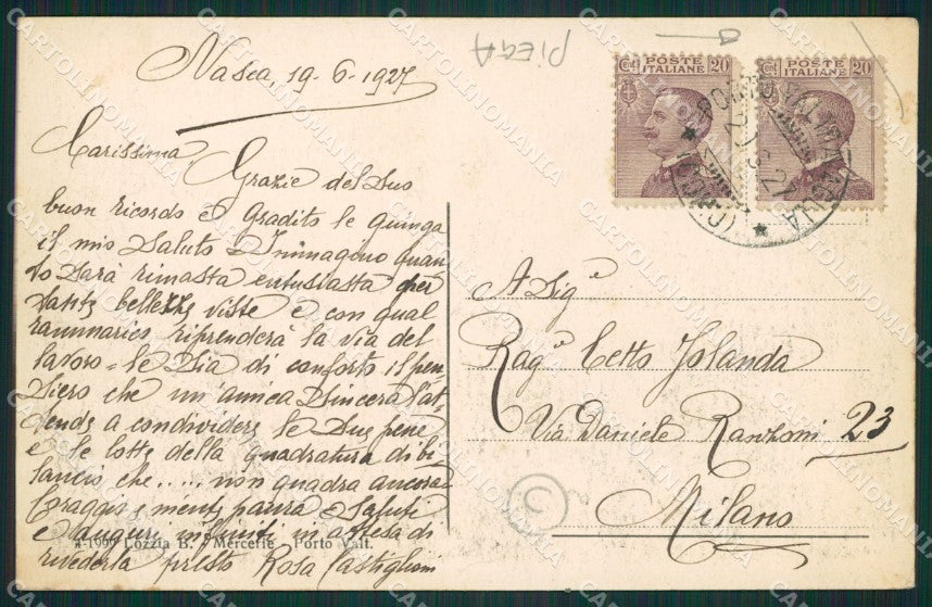 Varese Valtravaglia Nasca PIEGA cartolina QK9450 – retro