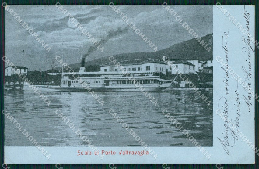 Varese Porto Valtravaglia Battello Chiaro di Luna cartolina QK9503 – fronte