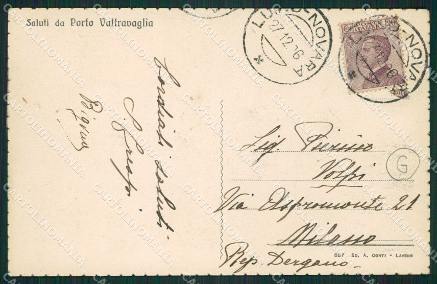 Varese Porto Valtravaglia Battello cartolina QK9510 – retro