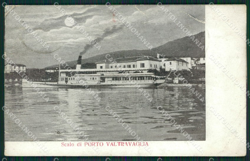 Varese Porto Valtravaglia Battello Chiaro di Luna PIEGHINE cartolina QK9512 – fronte