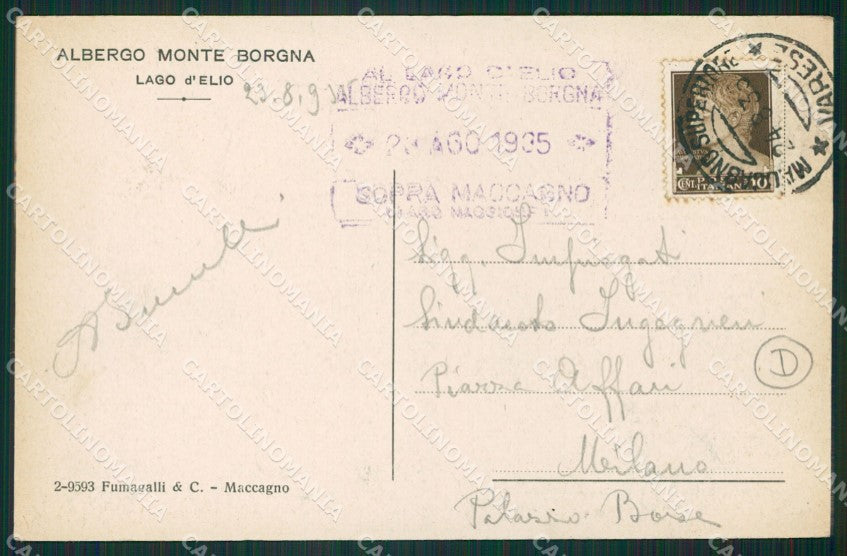 Varese Graglio Alpe Forcora cartolina QK9794 – retro
