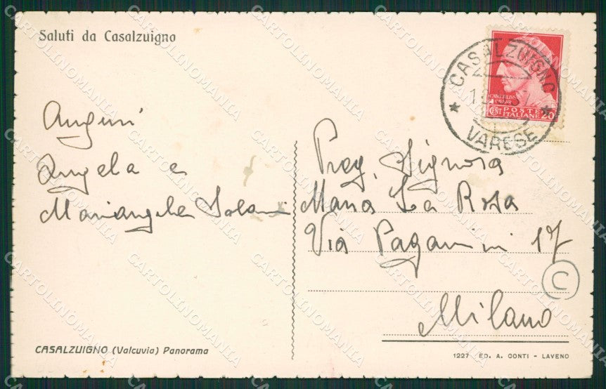 Varese Casalzuigno cartolina QK9920 – retro
