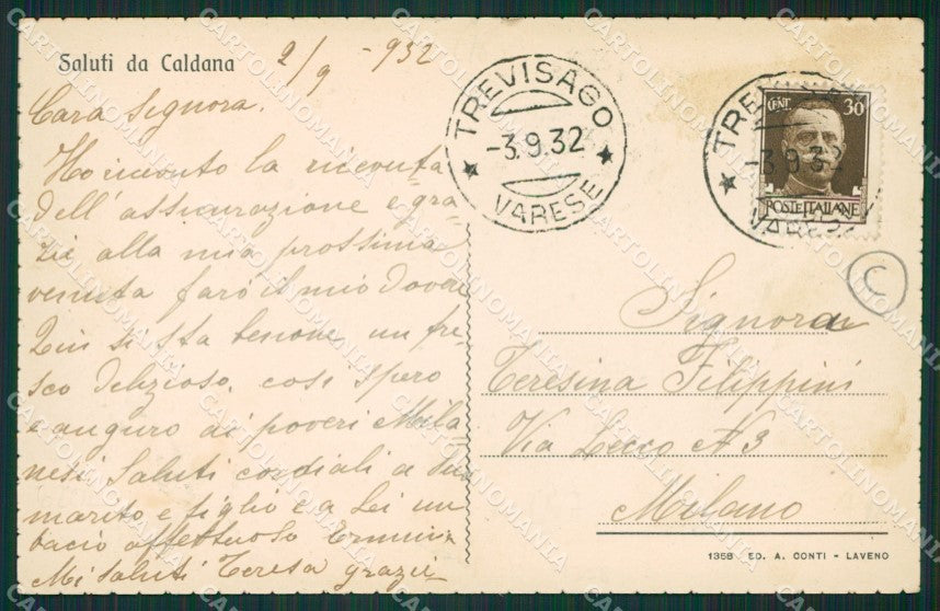 Varese Cocquio Caldana cartolina QK9944 – retro