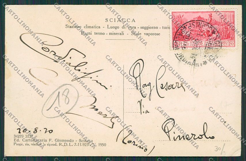 Agrigento Sciacca cartolina QQ0058 – retro