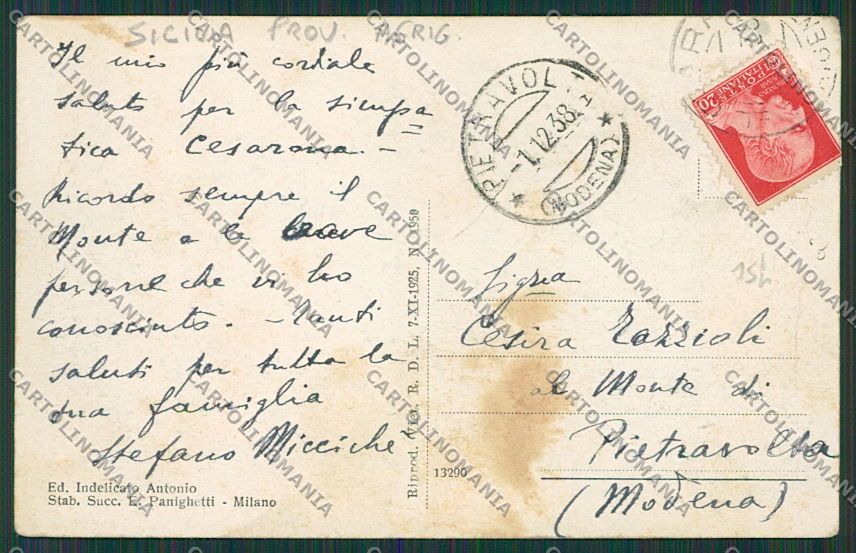 Agrigento Favara PIEGHINA ABRASA cartolina QQ0077 – retro