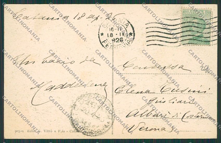 Catania Città cartolina QQ0156 – retro