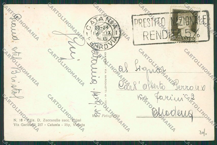 Catania Città Foto cartolina QQ0166 – retro