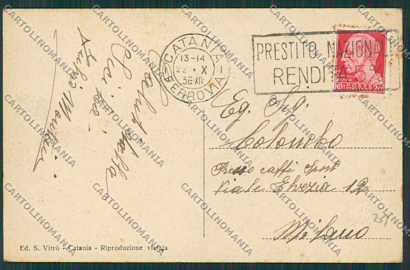 Catania Città Porta Garibaldi cartolina QQ0179 – retro