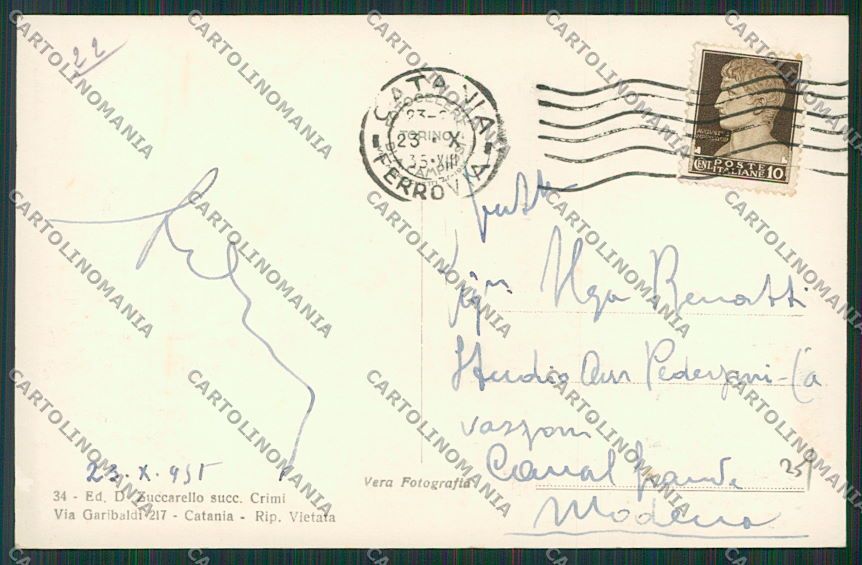 Catania Città Porto Foto cartolina QQ0185 – retro
