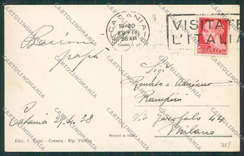 Catania Città Foto cartolina QQ0188 – retro