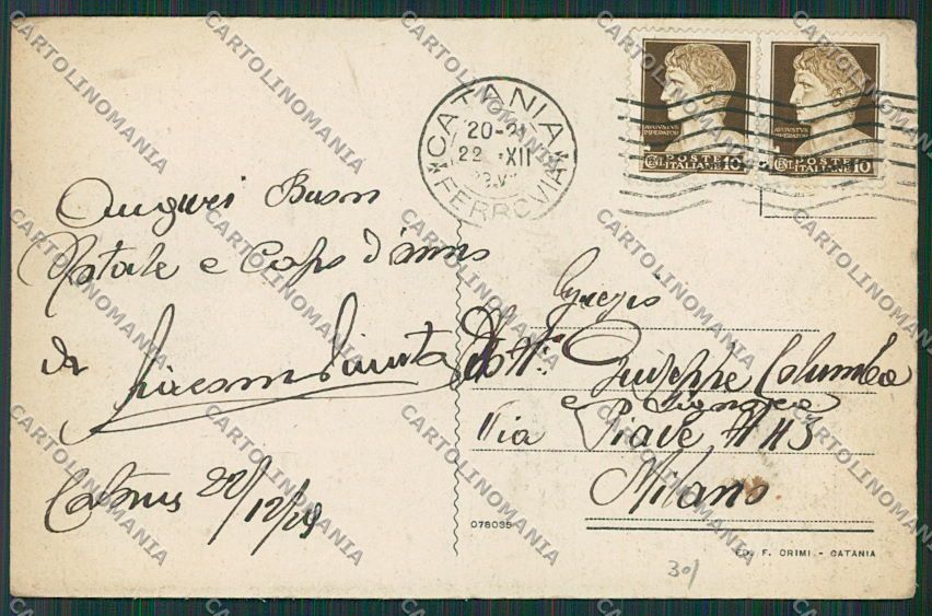 Catania Città cartolina QQ0210 – retro