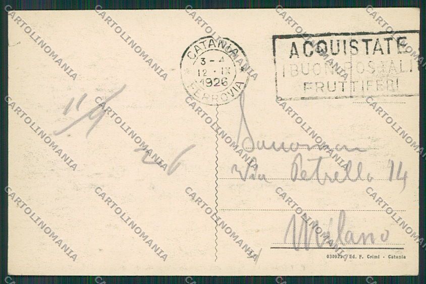 Catania Città cartolina QQ0215 – retro