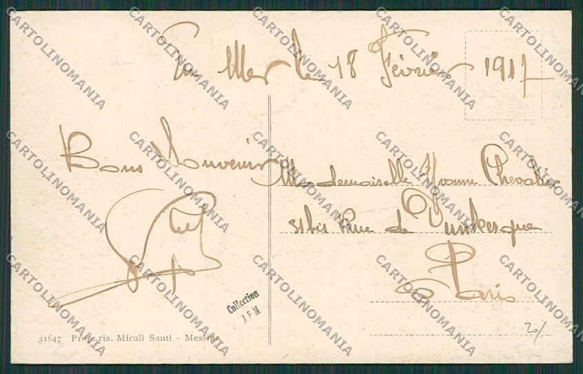 Messina Città Terremoto cartolina QQ0354 – retro