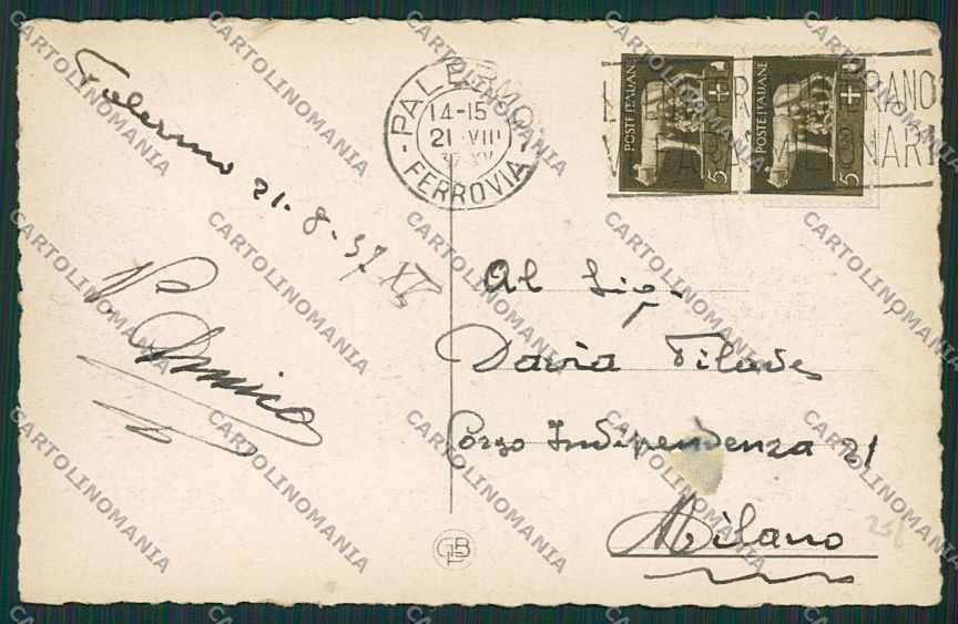 Palermo Città cartolina QQ0465 – retro