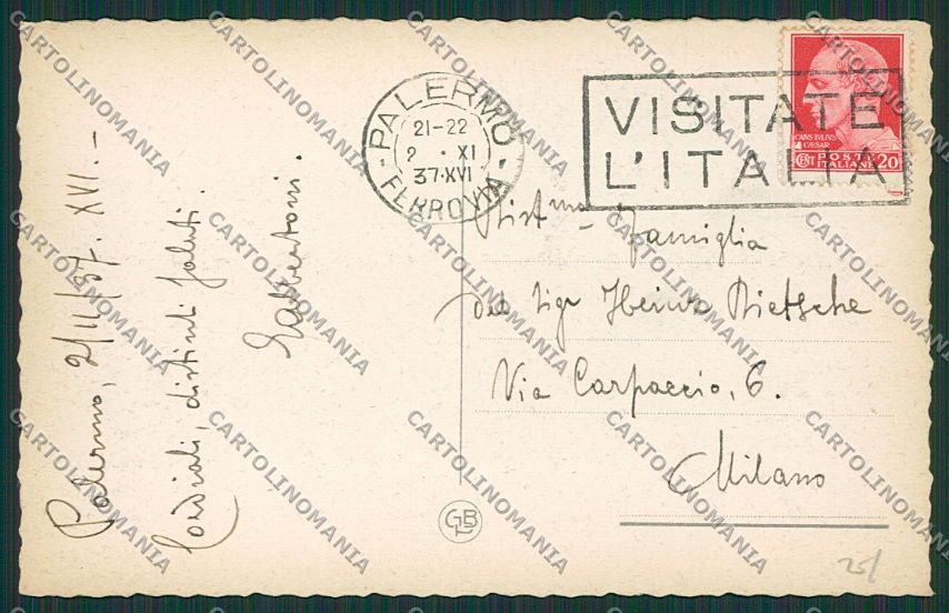 Palermo Città cartolina QQ0466 – retro