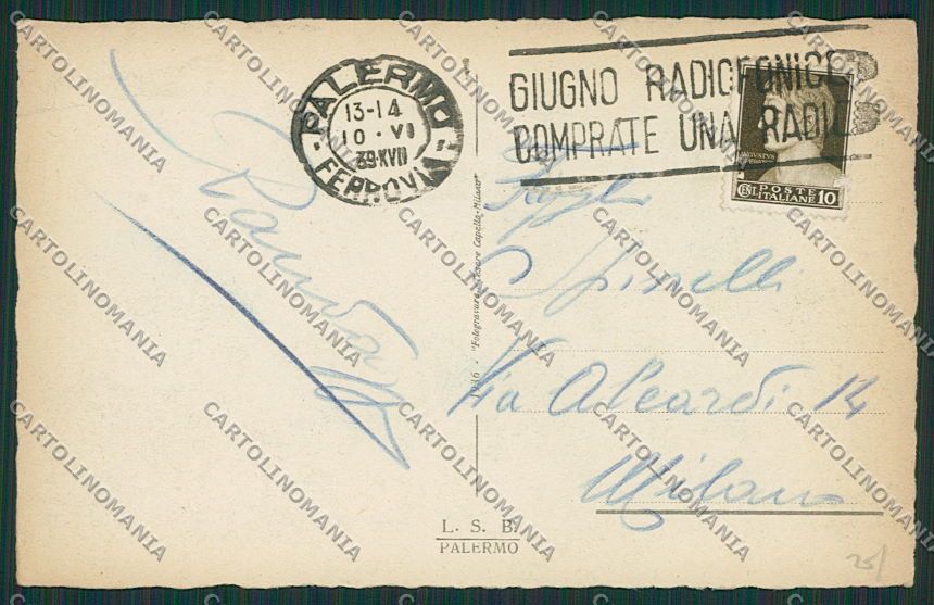 Palermo Città cartolina QQ0468 – retro