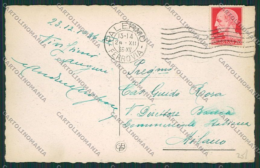 Palermo Città cartolina QQ0469 – retro