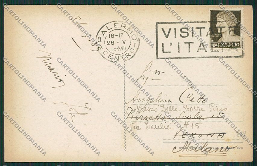 Palermo Città cartolina QQ0480 – retro