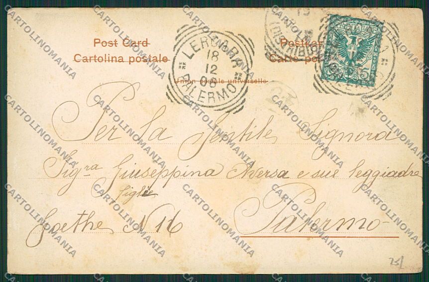 Palermo Città ABRASA cartolina QQ0491 – retro