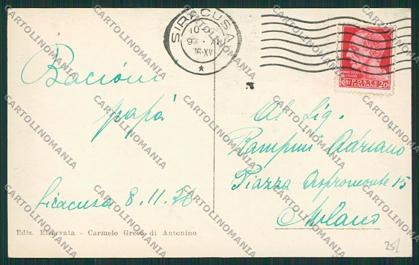Siracusa Città Foto cartolina QQ0663 – retro
