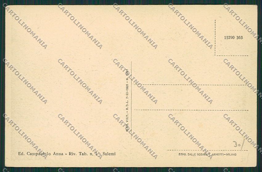 Trapani Salemi Garibaldi cartolina QQ0764 – retro