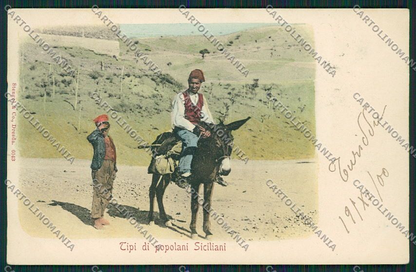 Palermo Costumi Siciliani Asino cartolina QQ0798 – fronte