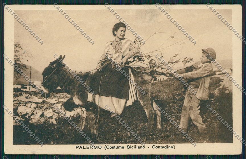 Palermo Costumi Siciliani Asino cartolina QQ0799 – fronte
