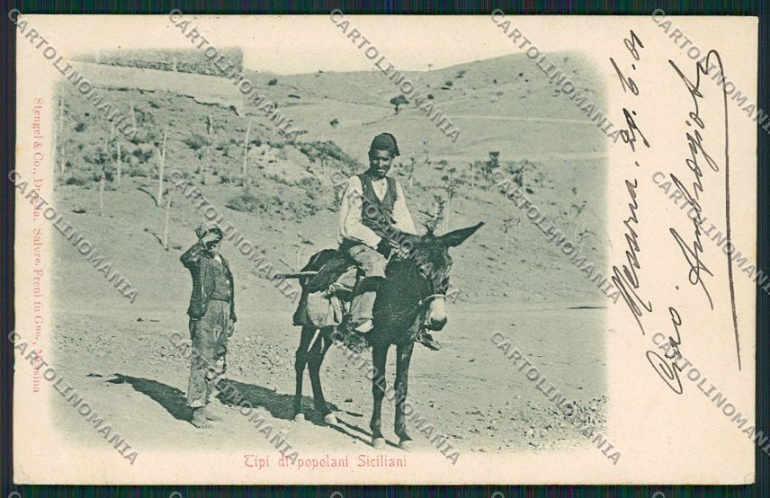Palermo Costumi Siciliani Asino cartolina QQ0816 – fronte