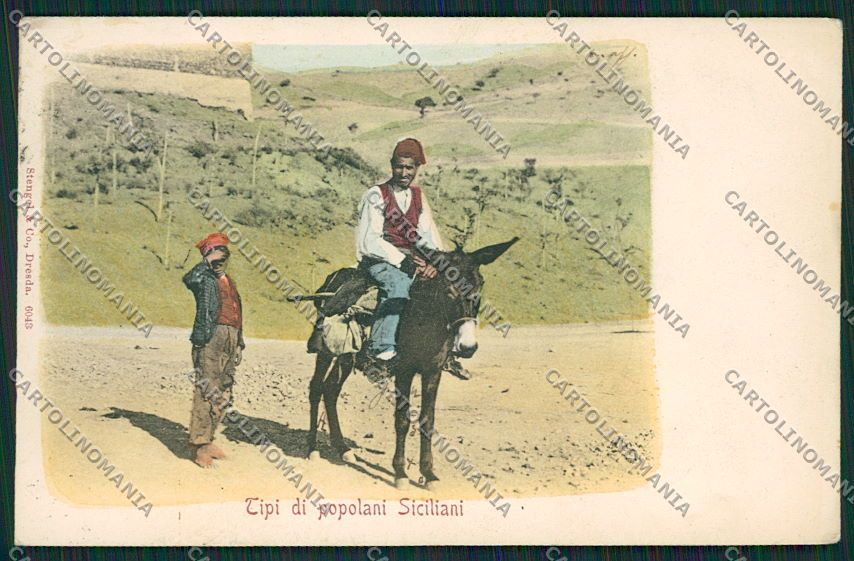 Palermo Costumi Siciliani Asino cartolina QQ0820 – fronte