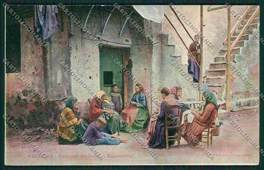 Palermo Costumi Siciliani Ricamatrici cartolina QQ0839 – fronte