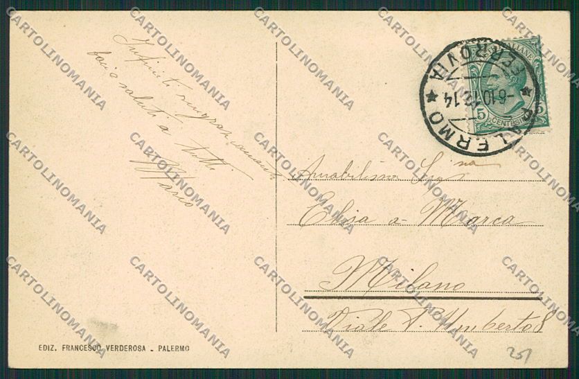 Palermo Costumi Siciliani Asino cartolina QQ0843 – retro