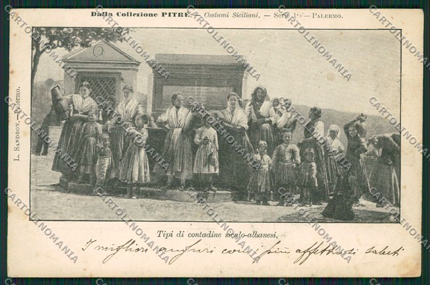 Palermo Costumi Siciliani Contadine Siculo Albanesi cartolina QQ0850 – fronte