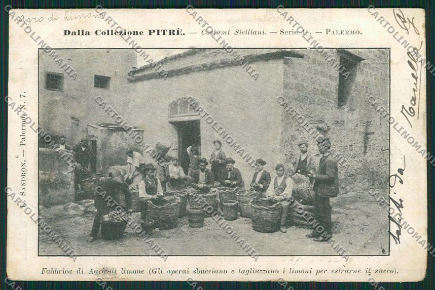 Palermo Costumi Siciliani Fabbrica Agro di Limone cartolina QQ0865 – fronte