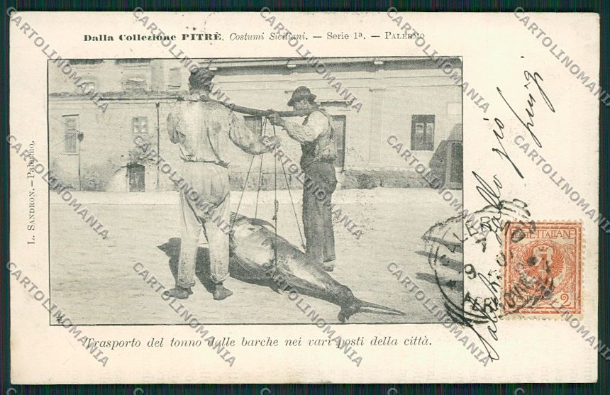 Palermo Costumi Siciliani Pesca Tonno cartolina QQ0866 – fronte