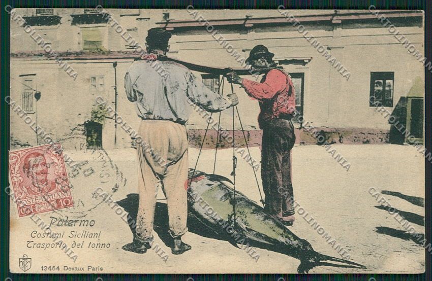 Palermo Costumi Siciliani Pesca Tonno cartolina QQ0870 – fronte