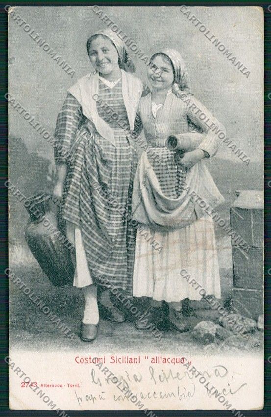 Palermo Costumi Siciliani Alterocca PIEGHINA cartolina QQ0874 – fronte